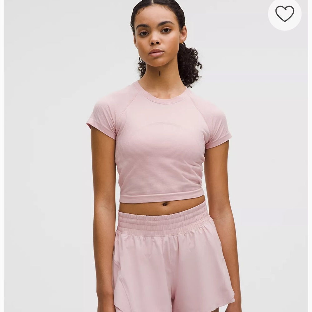 lululemon Swiftly Tech Cropped Short Sleeve Shirt Pink Haze